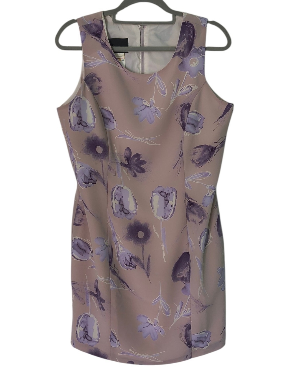 Vintage Sleeveless Floral Shift Dress in Lavender
